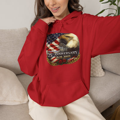 9/11 25th Anniversary Memorial Hoodie – American Flag & Eagle Tribute