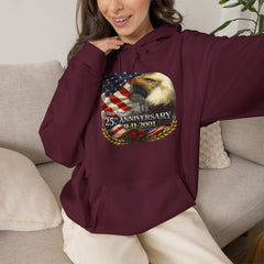 25th Anniversary 9/11 Memorial Hoodie — American Flag & Bald Eagle Tribute