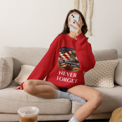 9/11 Never Forget Sweatshirt – 25th Anniversary Eagle & American Flag Crewneck