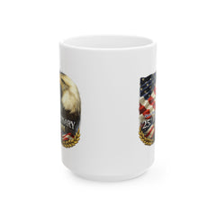 Patriotic Bald Eagle Coffee Mug – 25th Anniversary American Flag Ceramic Mug (11oz, 15oz)
