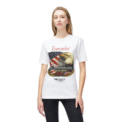 Remember 9/11 Memorial T-Shirt — 25th Anniversary American Flag & Eagle