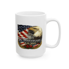 Patriotic Bald Eagle Coffee Mug – 25th Anniversary American Flag Ceramic Mug (11oz, 15oz)