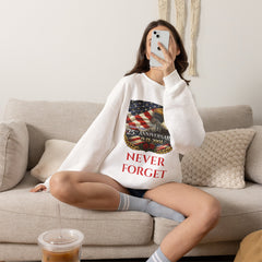 9/11 Never Forget Sweatshirt – 25th Anniversary Eagle & American Flag Crewneck