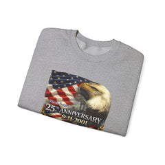 9/11 Never Forget Sweatshirt – 25th Anniversary Eagle & American Flag Crewneck
