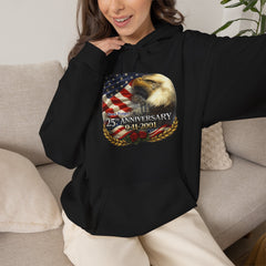 9/11 25th Anniversary Memorial Hoodie – American Flag & Eagle Tribute