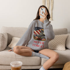 9/11 Never Forget Sweatshirt – 25th Anniversary Eagle & American Flag Crewneck