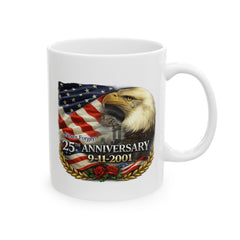 Patriotic Bald Eagle Coffee Mug – 25th Anniversary American Flag Ceramic Mug (11oz, 15oz)