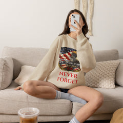 9/11 Never Forget Sweatshirt – 25th Anniversary Eagle & American Flag Crewneck