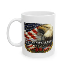 Patriotic Bald Eagle Coffee Mug – 25th Anniversary American Flag Ceramic Mug (11oz, 15oz)