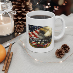 Patriotic Bald Eagle Coffee Mug – 25th Anniversary American Flag Ceramic Mug (11oz, 15oz)