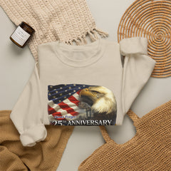 9/11 Never Forget Sweatshirt – 25th Anniversary Eagle & American Flag Crewneck
