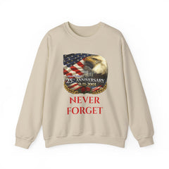 9/11 Never Forget Sweatshirt – 25th Anniversary Eagle & American Flag Crewneck