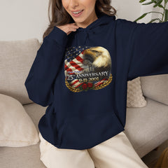 9/11 25th Anniversary Memorial Hoodie – American Flag & Eagle Tribute