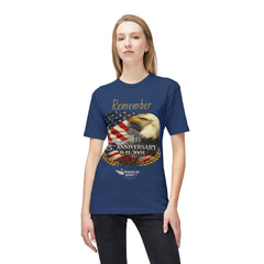 Remember 9/11 Memorial T-Shirt — 25th Anniversary American Flag & Eagle