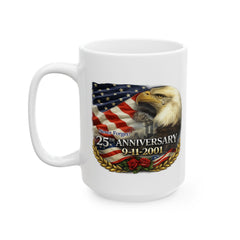 Patriotic Bald Eagle Coffee Mug – 25th Anniversary American Flag Ceramic Mug (11oz, 15oz)