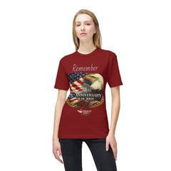 Remember 9/11 Memorial T-Shirt — 25th Anniversary American Flag & Eagle