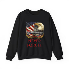 9/11 Never Forget Sweatshirt – 25th Anniversary Eagle & American Flag Crewneck