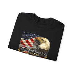 9/11 Never Forget Sweatshirt – 25th Anniversary Eagle & American Flag Crewneck