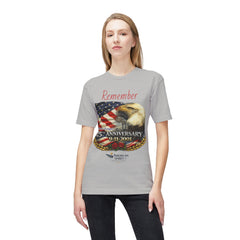 Remember 9/11 Memorial T-Shirt — 25th Anniversary American Flag & Eagle