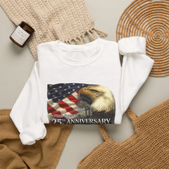 9/11 Never Forget Sweatshirt – 25th Anniversary Eagle & American Flag Crewneck