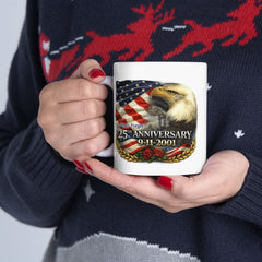 Patriotic Bald Eagle Coffee Mug – 25th Anniversary American Flag Ceramic Mug (11oz, 15oz)