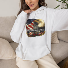 9/11 25th Anniversary Memorial Hoodie – American Flag & Eagle Tribute