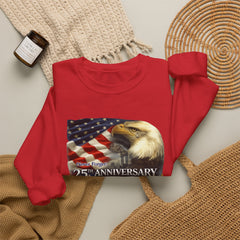 9/11 Never Forget Sweatshirt – 25th Anniversary Eagle & American Flag Crewneck