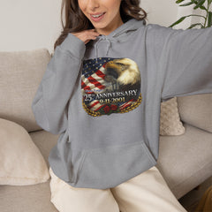 25th Anniversary 9/11 Memorial Hoodie — American Flag & Bald Eagle Tribute